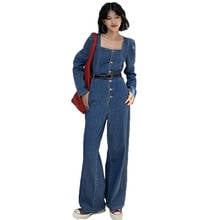 Vintage Denim Jumpsuit Women 2021 New Spring and Autumn Fashion Long-sleeve Tooling Denim Jumpsuit Female NS2498 2024 - buy cheap