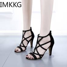 2021 New Summer Fashion Design Women Gladiator Sandals Thin High heels Ladies Black Sandals Open Toe Dress Shoes 2024 - buy cheap