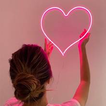 Heart Shape Neon Sign Wall Hanging Light for Wedding Bedroom Home New Years Party USB Powered Valentine's Day Christmas Decor 2024 - buy cheap
