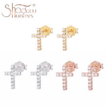 SHADOWHUNTERS Pure 925 Sterling Silver Cross Stud Earrings For Women Femme Bijoux Luxury Silver 925 Jewelry 2024 - buy cheap