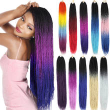 XCCOCO-trenzas de ganchillo para mujer, cabello sintético de 24 pulgadas ombré senegalés, 30 raíces por paquete, gris, azul, rosa y rojo 2024 - compra barato