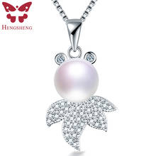 HENGSHENG Trendy Jewelry 925 Sterling Silver Zircon Goldfish Pendant Necklace Natural Freshwater Pearl Necklace Gift For Lady. 2024 - buy cheap