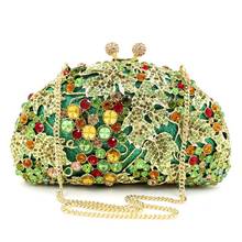 Bolso de mano de cristal con flores huecas verdes para mujer, bolsa de noche Formal, PARA CENA, boda, nupcial, de cristal 2024 - compra barato