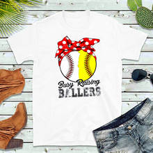 Busy Raising Ballers Baseball Softball Mom Shirts Basketball Football Soccer Mom Tee Game Day  100% Cotton Tshirt 2024 - buy cheap