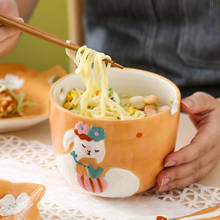 Креативный набор керамической посуды с ручной росписью, тарелка для выпечки, столовые приборы, тарелки для риса, супа, лапши, фруктов, рамен, посуда, Сервиз 2024 - купить недорого