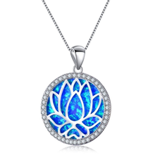 FYJS Unique Silver Plated Lotus Flower Pendant 5 Colors Opalite Opal Necklace for Elegant Women Jewelry 2024 - buy cheap