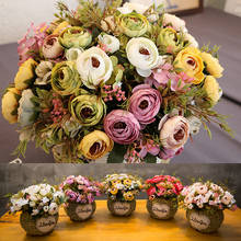 Bolsita de flores de seda Artificial para decoración del hogar, ramo de flores de color rosa, Estilo Vintage europeo, para fiesta y boda 2024 - compra barato