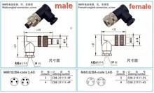 M8 Curved Waterproof aviation plug socket M8 sensor connector 3P 4P pinhole sensor connector 3 core 4 core male/female head 2024 - buy cheap