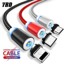 YBD 1 м СВЕТОДИОДНЫЙ Магнитный зарядный кабель для iPhone Redmi; Huawei Micro USB кабель магнитное зарядное устройство USB/type C кабель для samsung Xiaomi 2024 - купить недорого