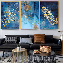 Pintura abstrata de tela azul nórdico, arte de parede, posteres e impressões, imagens para casa, pôster de parede, pinturas à parede 2024 - compre barato
