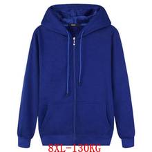 Men's large size hooded sweatshirt autumn and winter 5XL 6XL 7XL 8XL long sleeve zipper thick fleece black blue gray large size 2024 - buy cheap