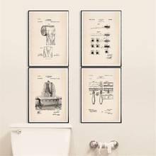 Póster de lona Vintage de charol para baño, impresiones de papel higiénico, cepillo de dientes, imágenes, arte de pared para baño, pintura de Decoración Retro 2024 - compra barato