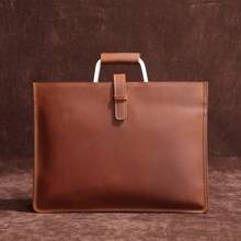 Retro Genuine Leather zipper Handbag for MacBook Shoulder Bag A4 file manager Documents bag man briefcase Padfolio 2024 - buy cheap