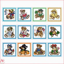 In December The Bear Cross stitch kits 11ct 14ct Counted Printing Patterns Canvas Embroidery Kit DMC Line Number DIY Needlework 2024 - buy cheap