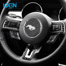Interior Car Steering Wheel Cobra Shelby Horse Logo Emblem Carbon Fiber Sticker For Ford Mustang Universal 2015 2016 2017 2024 - buy cheap