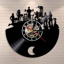 GYM Muscletech Wall Clock Fitness Vintage Vinyl Record Clock Bodybuilder Decorative Clock Sport GYM Activity Workout Wall Decor 2024 - buy cheap