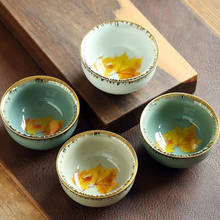 Xícara de chá retrô de cerâmica, taça de chá tecido de cerâmica vintage com folha de ouro copo único de porcelana criativa caneca de chá 2024 - compre barato