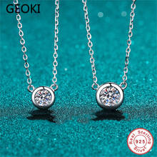 Geoki Passed Diamond Test Trendy 925 Sterling Silver Round Perfect Cut 0.5-1 ct VVS1 Moissanite Cat Pendant Necklace for Women 2024 - buy cheap