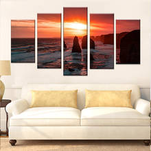 Modern Wall Art HD Printed Pictures Frame Living Room 5 Panel Sea Sunrise Red Cloud Scenery Home Decoration Posters Painting 2024 - buy cheap