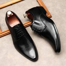 Туфли-оксфорды мужские из натуральной кожи, роскошные европейские классические туфли, на шнуровке, официальная деловая обувь, черные, ручная работа 2022 - купить недорого