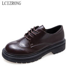 LCIZRONG-zapatos Oxford de trabajo Retro para mujer, calzado plano de cuero PU, suela de goma, estilo británico 2024 - compra barato