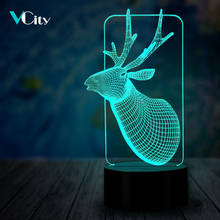 VCity New 3D Optical Deer Head Night Light Multicolor Boy Girl Christmas Gift Home Party Shop Atmosphere Lighting Decor LED Bulb 2024 - buy cheap