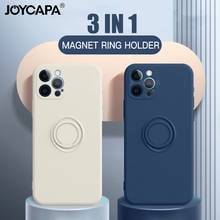 Magnetic Stand Liquid Silicone Phone Case For iPhone11 12 13 Pro Max Mini XS X XR 6 7 8 Plus Soft Finger Ring Holder Strap Cover 2024 - купить недорого