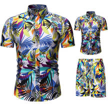 Mens Hawaiian Sets Floral Casual Button Down Short Sleeve Hawaii Shirt Suit Summer Beach Two Piece Set Men Camisa Masculina 3XL 2024 - buy cheap