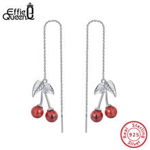 Effie Queen 100% 925 Sterling Silver Earrings For Women Cute Cherry Red Garnet Long Drop Earrings Natural Stone Jewelry BE100 2024 - buy cheap