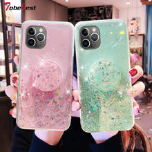 Bling Glitter Silver Foil phone holder Case For iPhone 12 Mini 11 Pro X XS Max XR 8 7 6S 6 Plus Soft Silicone Transparent Cover 2024 - buy cheap