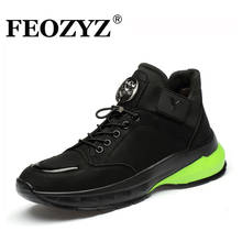 FEOZYZ-Zapatillas deportivas de microfibra para hombre, zapatos informales a la moda, con cordones y suela de PU, color negro, nuevo estilo 2024 - compra barato