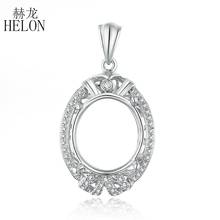 HELON-Colgante de oro blanco de 10K y diamante Natural, accesorio ovalado, de 13x11mm, color sólido, con incrustaciones de 0,2 CT, para compromiso y boda 2024 - compra barato