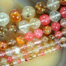 Natural Smooth Colorful Volcano Cherry Quartz Loose Stone Beads 16" Strand 4 6 8 10 12 MM Pick Size For Jewelry Making 2024 - buy cheap