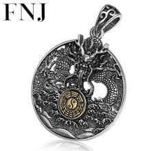 FNJ Bagua Dragon Pendant 925 Silver Original Pure S925 Thai Silver Pendants for Jewelry Making Men Round Flat Punk 2024 - buy cheap