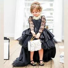 Amaya Black Long Sleeves High Low Flower Girl Dresses for Weddings O Neck Puffy Kids Prom Christmas Dresses Vestidos Niñas 2024 - buy cheap