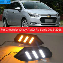 1 conjunto carro led drl luz de circulação diurna luz do dia com sinal de volta lâmpada para chevrolet chevy aveo rv sonic 2016-2018 2024 - compre barato