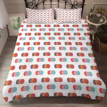 Bedclothes Microfiber Fabric Circle Duvet Cover Elasticity Geometric Style Bedding Red Pink Blue Bedding Ropa De Cama 2019 Bed 2024 - buy cheap
