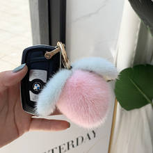 Mini Sweet peach Mink Real fur keychain Little peach Pendant Women Bag ornaments Gifts car Key Keyrings Trinkets Accessories 2024 - buy cheap