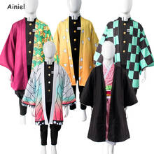 Kids Anime Cosplay Demon Slayer: Kimetsu no Yaiba Costume Kimono Kamado Agatsuma Zenitsu Kochou Kanae Outfit Children Disfraz 2024 - buy cheap