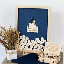 Capa de castelo personalizada com corações, livro de visitas rústico e elegante, caixa de gota alternativa, casamento 2024 - compre barato