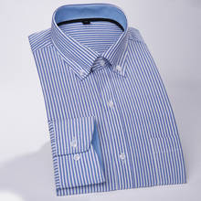 Мужская Повседневная рубашка в полоску, с длинным рукавом и воротником-стойкой, из дышащей ткани 2024 - купить недорого