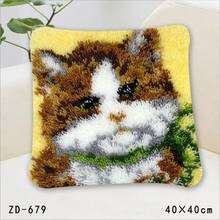 Handmade Animal Embroidery Pillowcase Latch Hook Rug Making Decorative Pillows Stitch Craft Cushion Kits Thread Knoopkussen Cat 2024 - buy cheap
