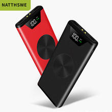 Портативное зарядное устройство NATTHSWE, 10000 мА/ч, внешний аккумулятор, двойной USB светодиодный дисплей, Беспроводная зарядка, дополнительный аккумулятор для мобильного телефона 2024 - купить недорого