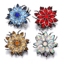 Novos botões de pressão de flor com strass e cristal, 6 tamanhos, 18mm, encaixes, pulseiras femininas, botões 2024 - compre barato