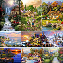 DIY 5D Diamond Painting House Diamond Embroidery Landscape Waterfall Cross Stitch Full Round Drill Mosaic Rhinestone Home Decor 2024 - buy cheap