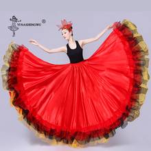 Trajes de danza del vientre para mujeres adultas, falda de danza de toreo español con encaje, Falda de baile con abertura, falda de Swing grande para rendimiento, ropa gitana 2024 - compra barato