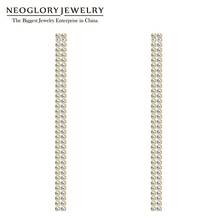 Neoglory-pendientes de borla con cadena de garra para mujer, joyería de novia para banquete de boda con tamaño de 2020mm CZ, 2 filas de 7cm, 1,5 2024 - compra barato