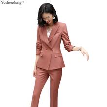 2020 Fall Autumn Winter New Arrival Pant Suit Women Black Blue Red Work 2 Piece Set Single Breasted Loose Blazer and Trouser 2024 - buy cheap