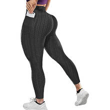 Fitness Sports Leggings Women's Yoga Pants With Pocket Textured Black Leggins Gym Clothing Workout High Waist Jacquard Tights 2024 - buy cheap