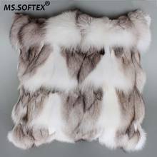 MS.Softex Natural Fox Fur Pillowcase  Genuine Fur Cushion Real Fox Fur Pillow Cover Luxury Fur Pillows Fur Homes Decrator 2024 - buy cheap